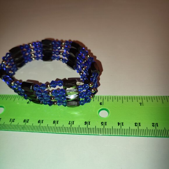 Deep Blue Magnetic Bracelet or Necklace Cobalt Vintage Wear as You Want - Picture 6 of 8